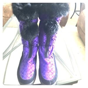 Purple Winter Fur-Trim Women's Boots